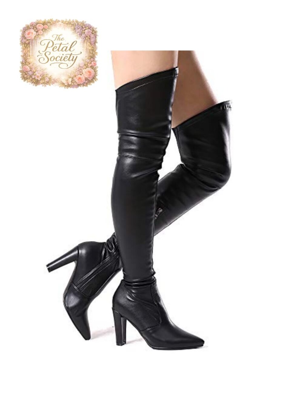 Women Over the Knee Boots Chunky Heel Stretch Suede Thigh High